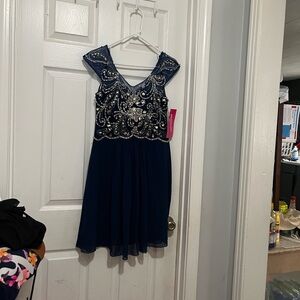 Poly USA Navy Beaded Dress
